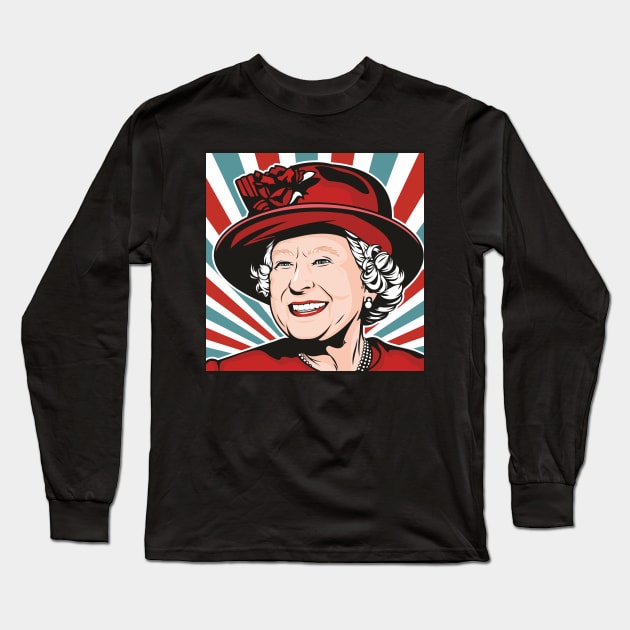 HRH Queen Elizabeth II Long Sleeve T-Shirt by Jamie Lee Art